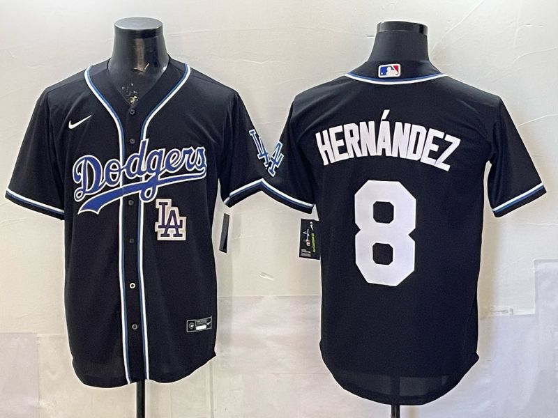 Men 2026 Nike Los Angeles Dodgers #8 Hernandez Black Game MLB Jersey 016